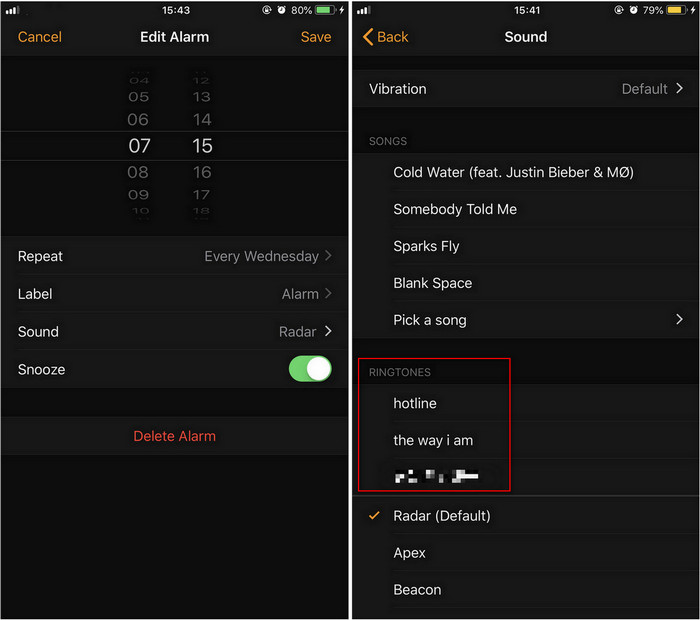 Alarm clock app connected to spotify